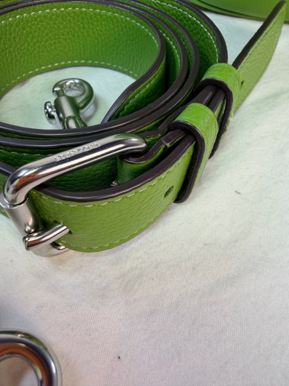 Coach Willow Saddle Bag Dark Lime Green Pebbled Leather Turnlock Crossbody - Picture 4 of 14